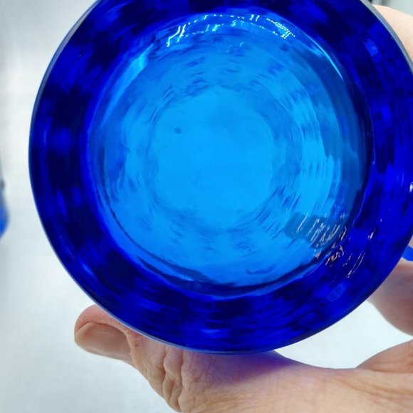 Libbey Cobalt Blue Hobnail Tumblers Glasses - Set of 4 - Mid Century Modern - Picture 3 of 4